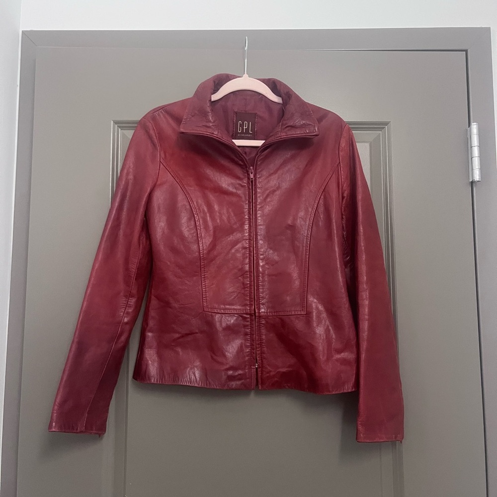 Women's Classic Red Leather Jacket